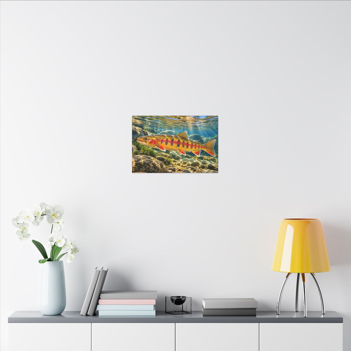 Sunlit Mountain Stream Golden Trout canvas wall art, view 6
