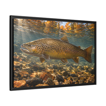 River of Copper Brown Trout framed canvas wall art, view 4
