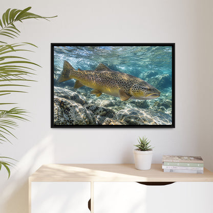Emerald Undercut Brown Trout framed canvas wall art, view 5