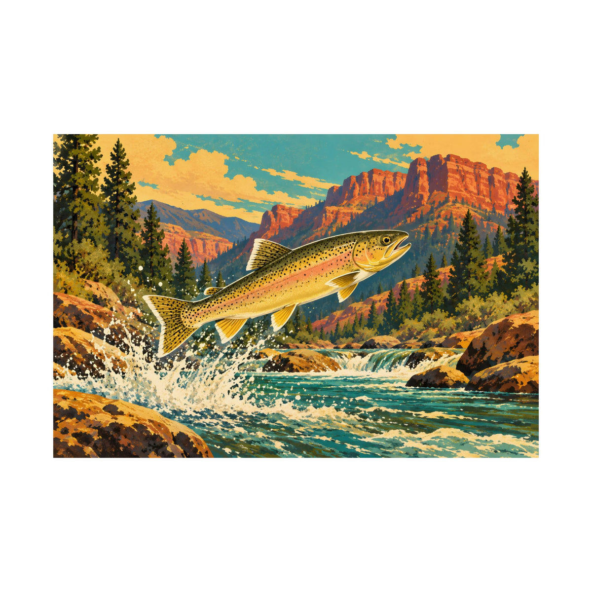 Red Mesa Leap Gila Trout poster wall art, view 4