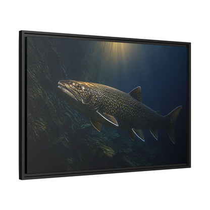 Deep Water Giant Lake Trout framed canvas wall art, view 4