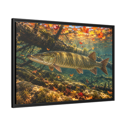 Autumn Timber Muskie Framed Canvas wall art, view 4