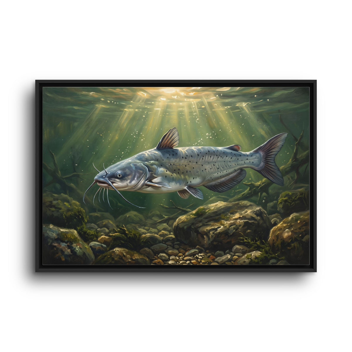Channel Catfish Rocky Run framed canvas wall art, view 3
