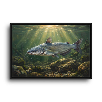 Channel Catfish Rocky Run framed canvas wall art, view 3