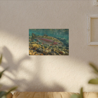 Sunlit Gravel Run Rainbow Trout canvas wall art, view 5