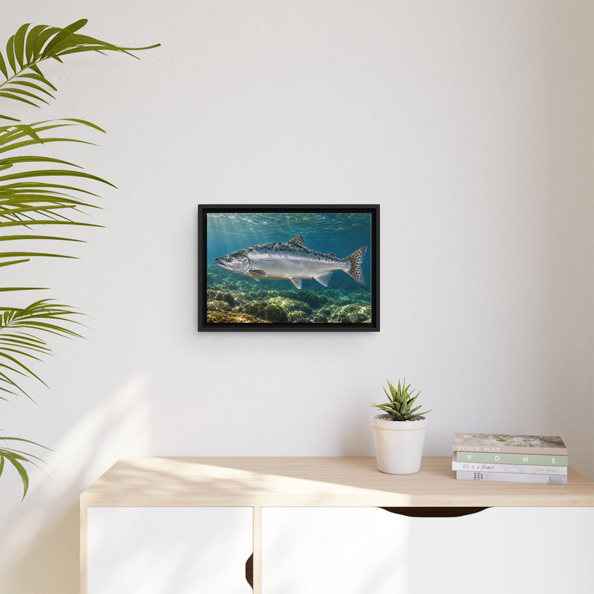 Silver Tide Pink Salmon framed canvas wall art, view 5