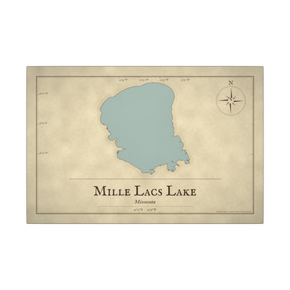 Mille Lacs Lake Vintage Map canvas wall art, view 2