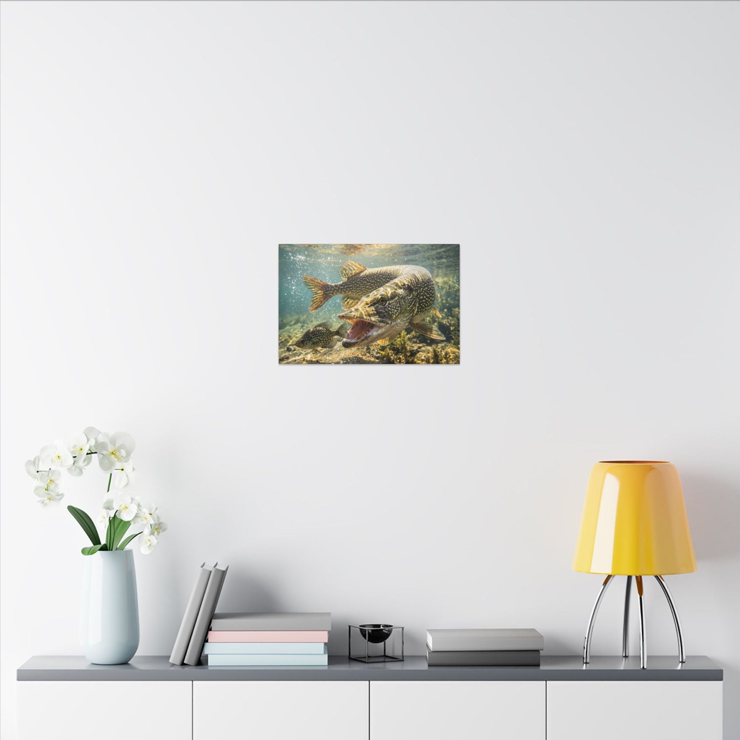 Northern Pike Crappie Chase Canvas — Predator Strike Wall Art for Anglers