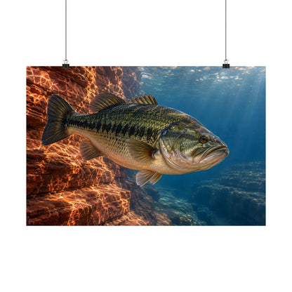 Rust-Red Canyon Glow Largemouth Bass poster wall art, 18x12 size view