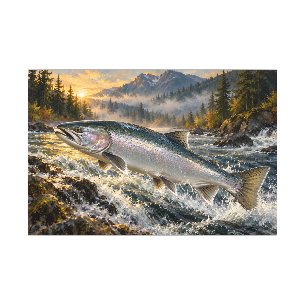 Silver Run Coho Salmon canvas, 36x24 size view