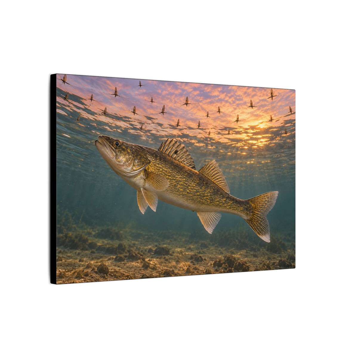 Mayfly Hatch Evening Walleye canvas side angle