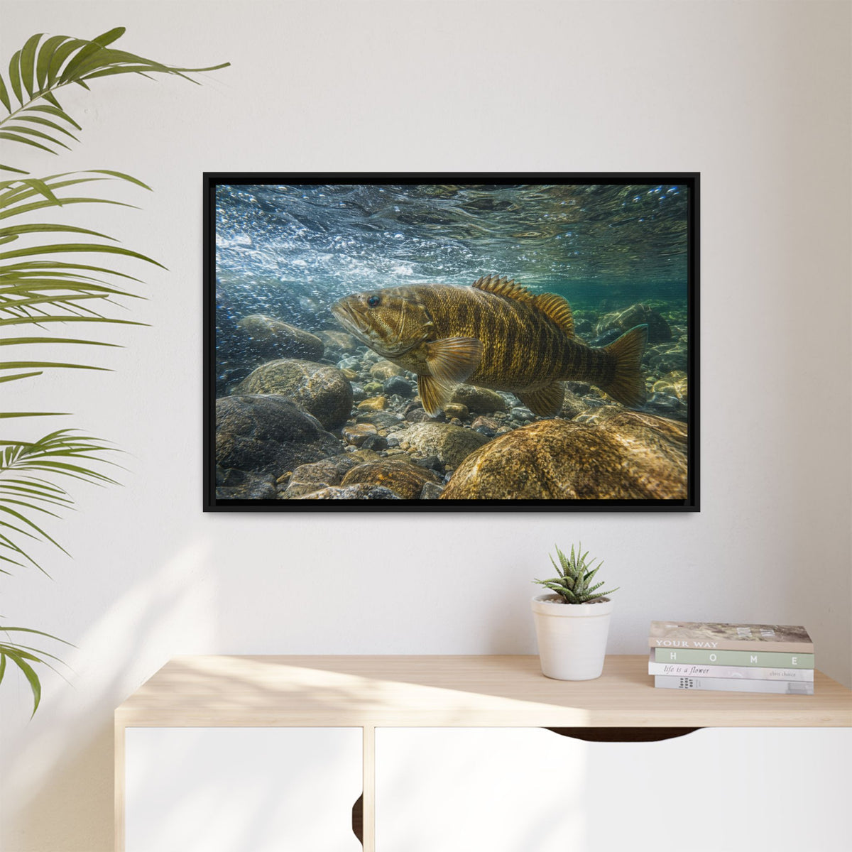 Current Seam Smallmouth Bass framed canvas wall art, view 5