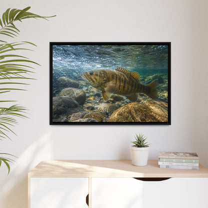 Current Seam Smallmouth Bass framed canvas wall art, view 5