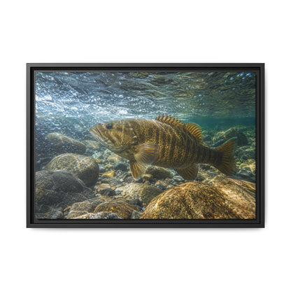 Current Seam Smallmouth Bass framed canvas wall art, view 3