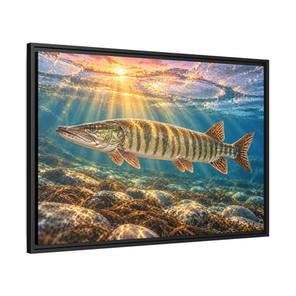 Ice-Out Sunrise Muskie Framed Canvas wall art, view 4
