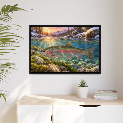 Snowmelt Sunrise Rainbow Trout framed canvas wall art – photo 5