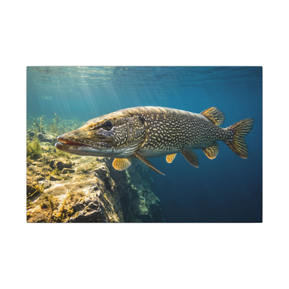 Northern Pike Deep Water Cruise Canvas — Trophy Wall Art for Anglers