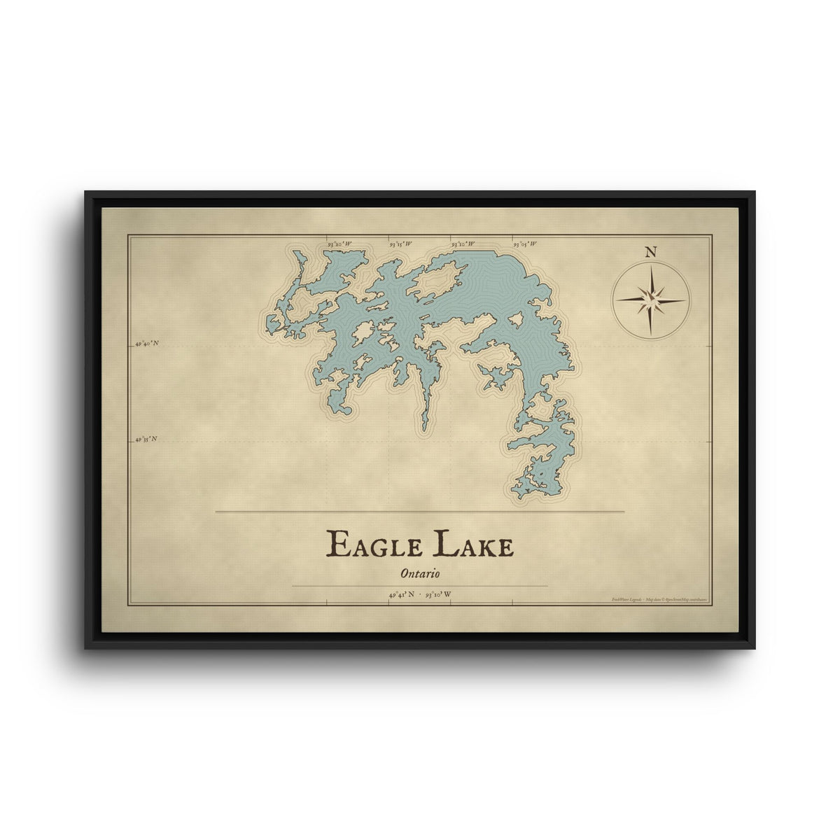 Eagle Lake Vintage Map framed canvas wall art, view 3