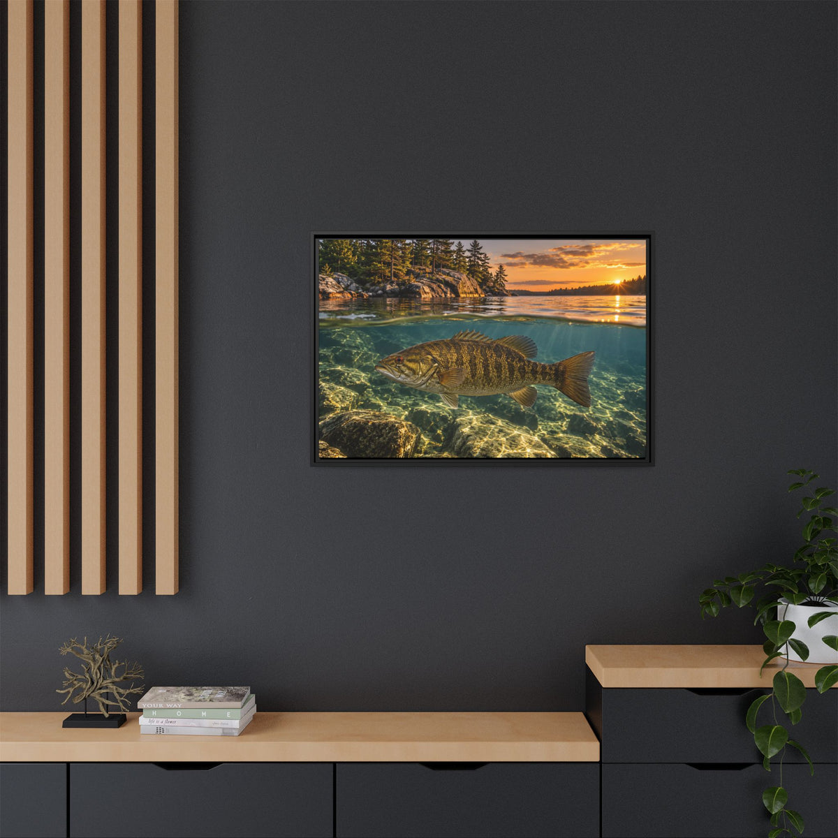 Over-Under Rocky Point Smallmouth Framed Canvas wall art, view 6