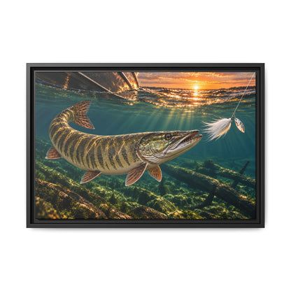 Figure-Eight Sunset Muskie Framed Canvas wall art, view 3