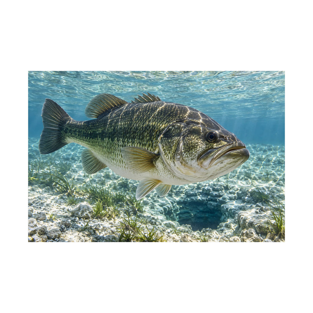 Crystal Spring Passage Largemouth Bass fishing poster close-up