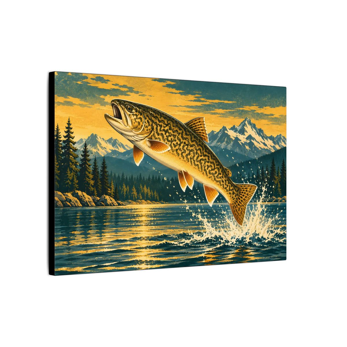 Mountain Lake Leap Tiger Trout canvas wall art, view 4