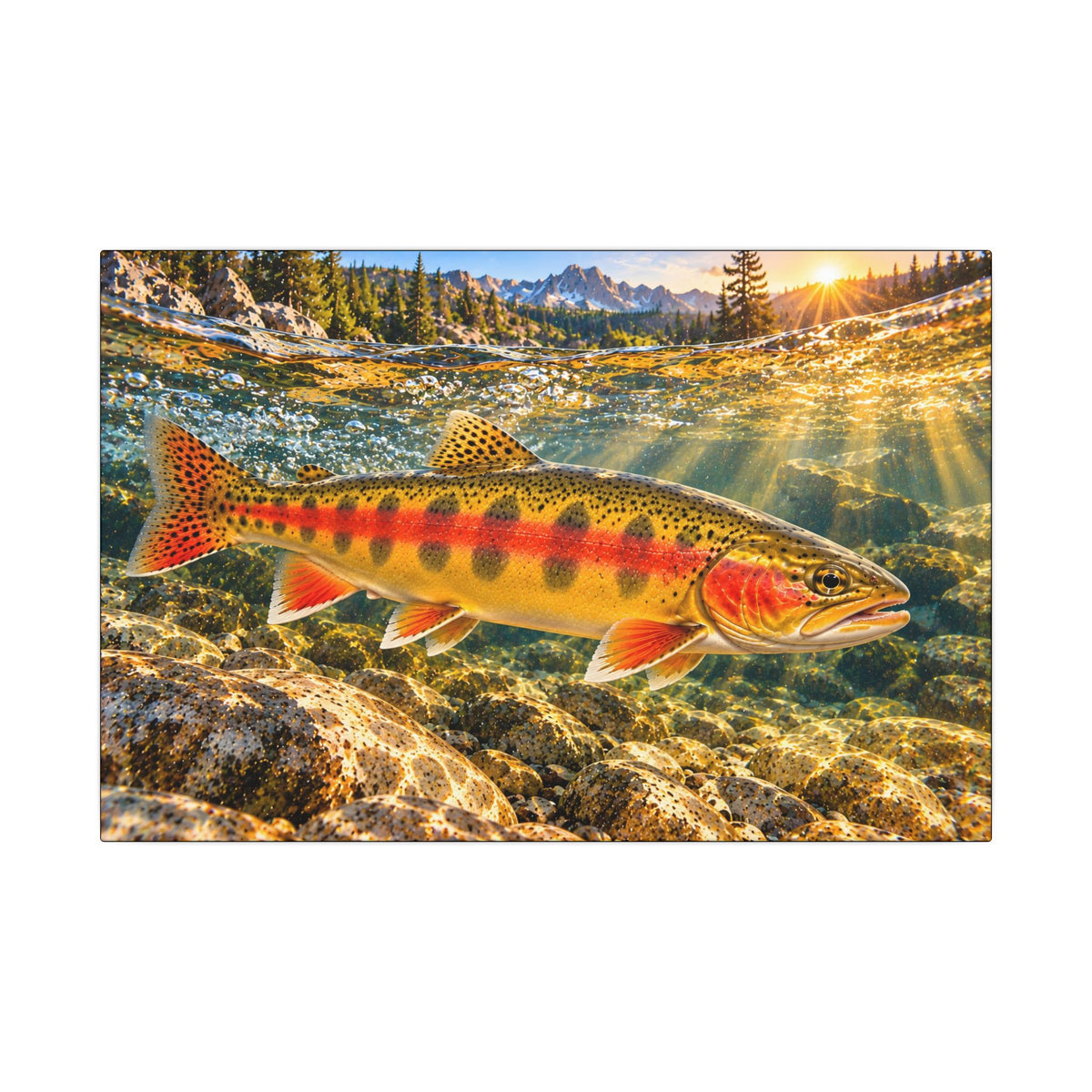 Mountain Sunrise Golden Trout canvas wall art
