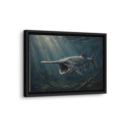Paddlefish Filter Feed framed canvas wall art, view 4