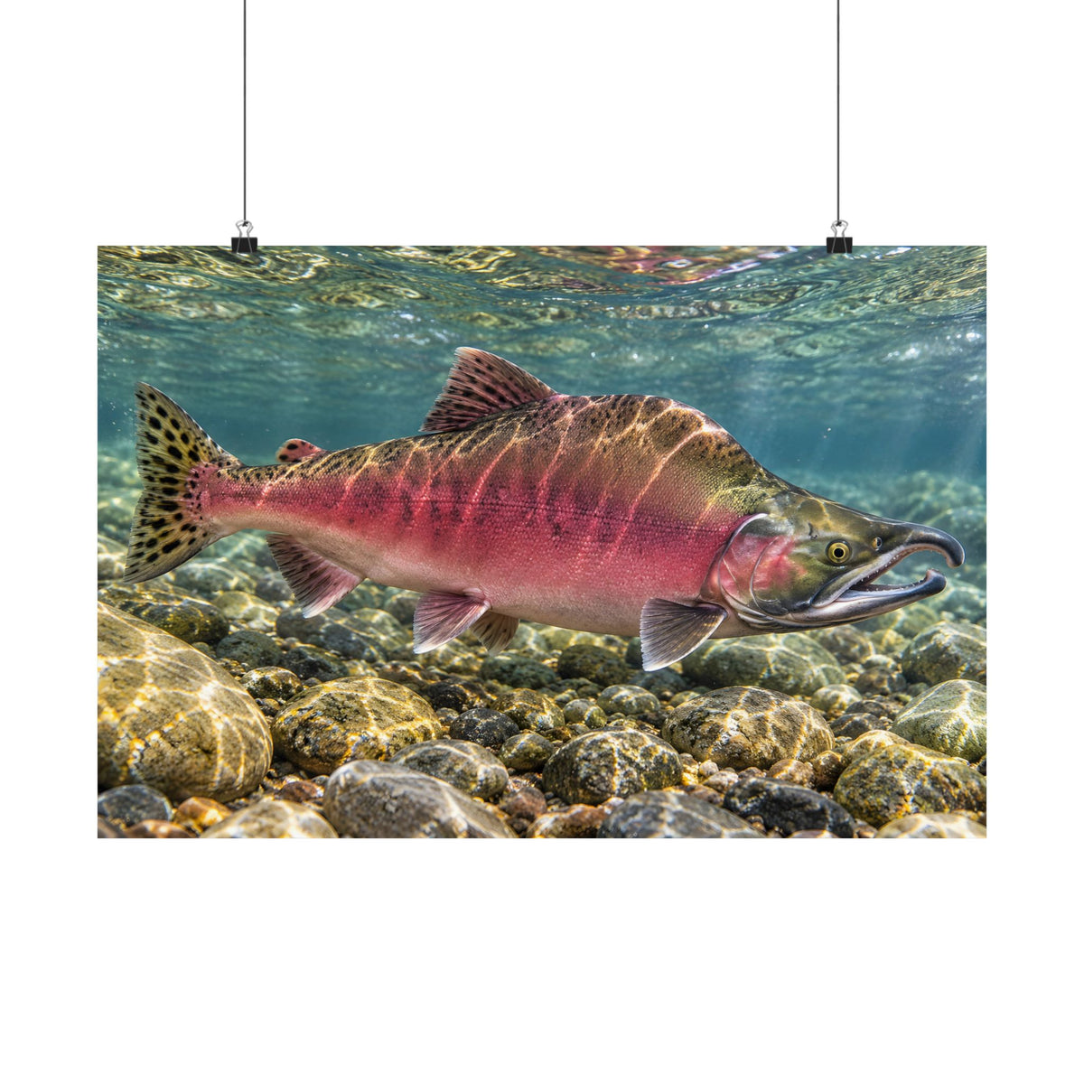 Humpback Run Pink Salmon poster wall art