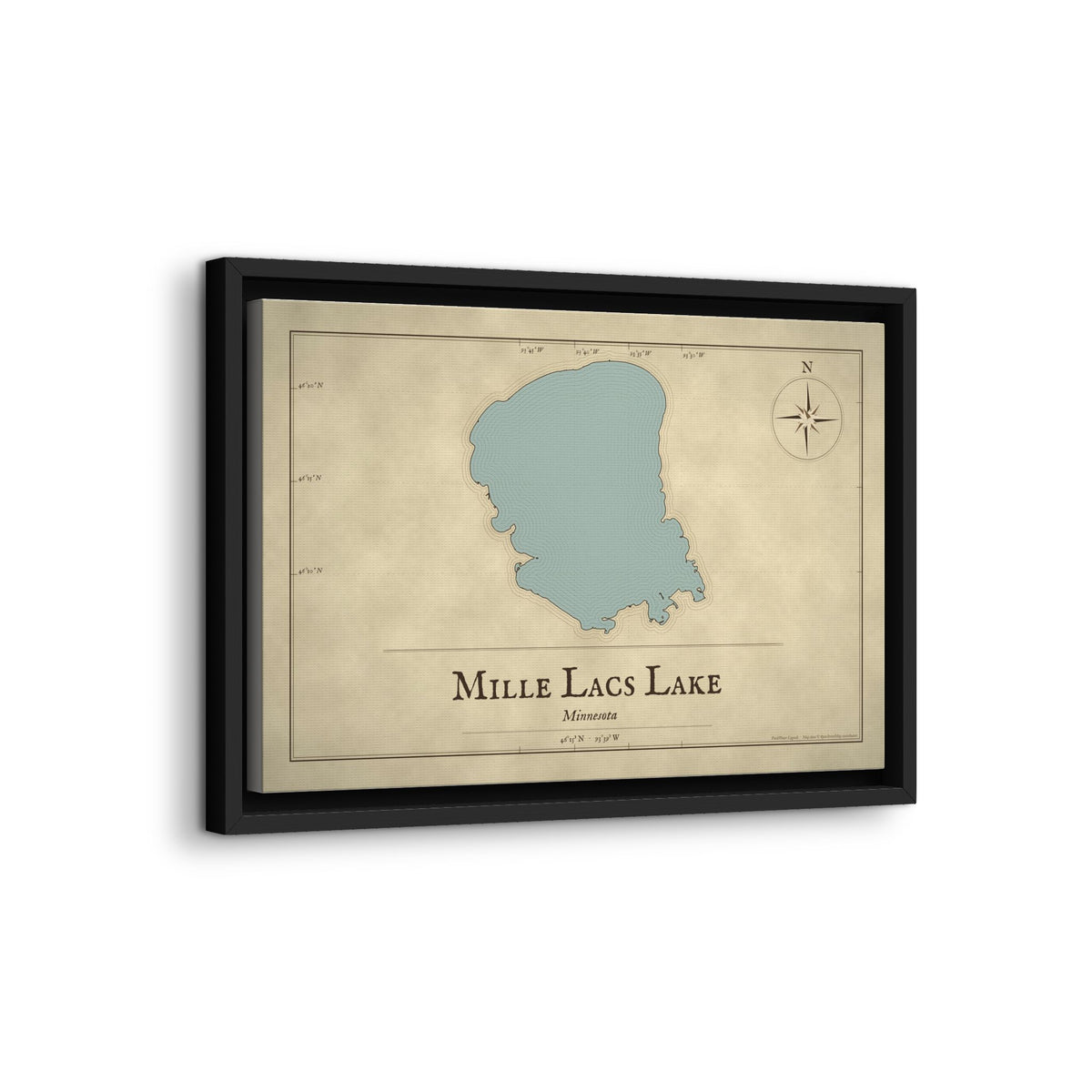 Mille Lacs Lake Vintage Map framed canvas wall art, view 4