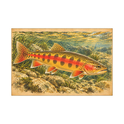 Vintage Underwater Portrait Golden Trout canvas wall art, view 2
