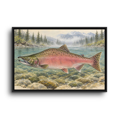 Spawning Creek Pink Salmon framed canvas wall art, view 3