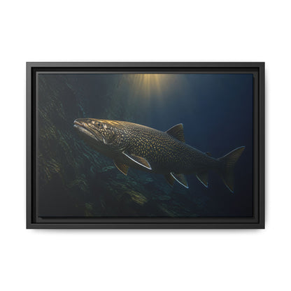 Deep Water Giant Lake Trout framed canvas wall art, view 2