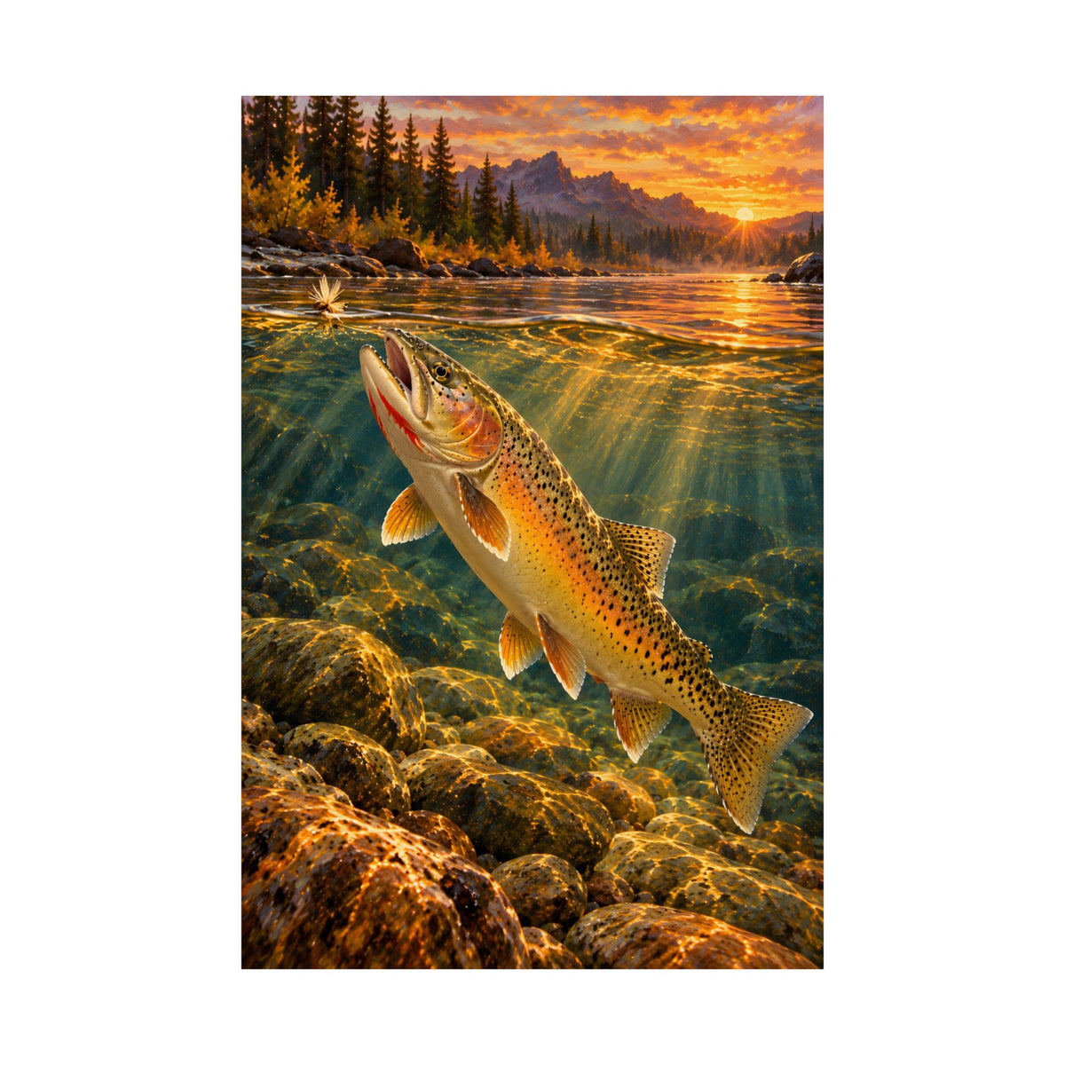 Red Throat at Dusk Cutthroat Trout fishing poster close-up