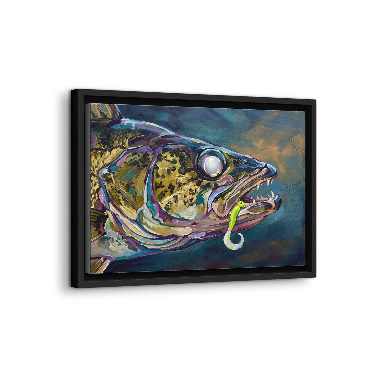 Legends Bold Close-Up Twilight Walleye framed canvas wall art, view 4