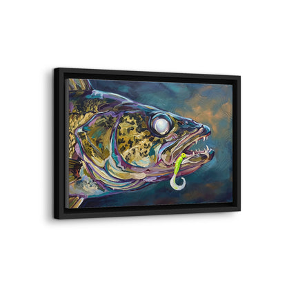 Legends Bold Close-Up Twilight Walleye framed canvas wall art, view 4