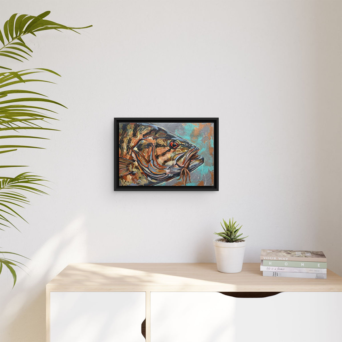Legends Bold Close-Up Rocky Point Smallmouth Bass framed canvas wall art, view 5