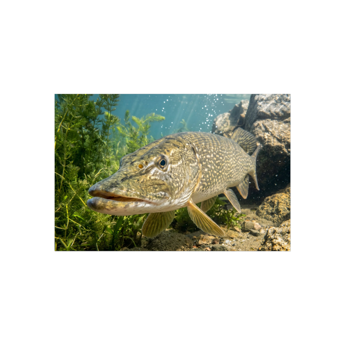 Northern Pike Clear Water Portrait Fine Art Print — Limited Edition Giclée for Anglers