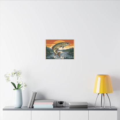 Vintage Lodge Northern Pike canvas in a home office
