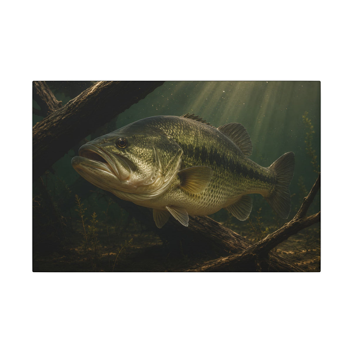 Timber Ambush Largemouth Bass canvas, 18x12 size view