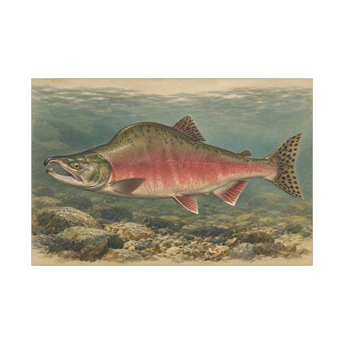 Riverbed Study Pink Salmon canvas wall art, view 3