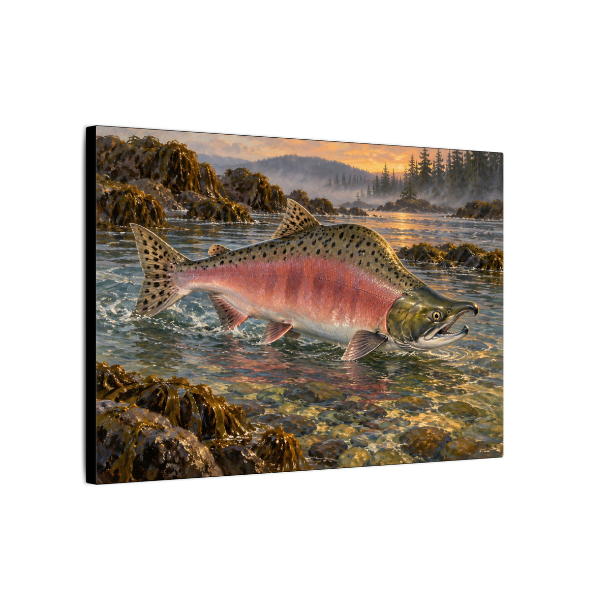 Alaskan Dusk Pink Salmon canvas wall art, view 4