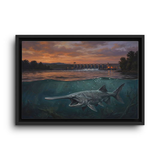 Paddlefish Spillway framed canvas wall art