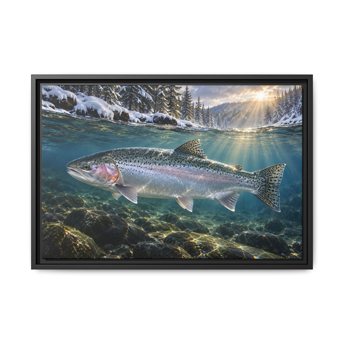 Steelhead Winter Run framed canvas wall art – photo 3
