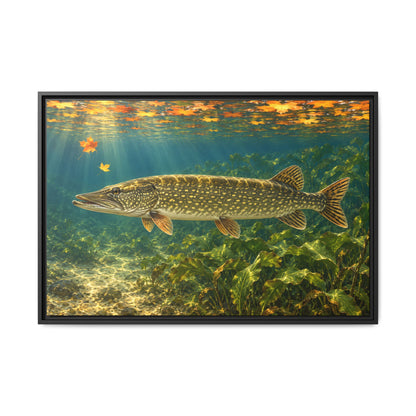 Autumn Cabbage Northern Pike framed canvas, 18x12 size view