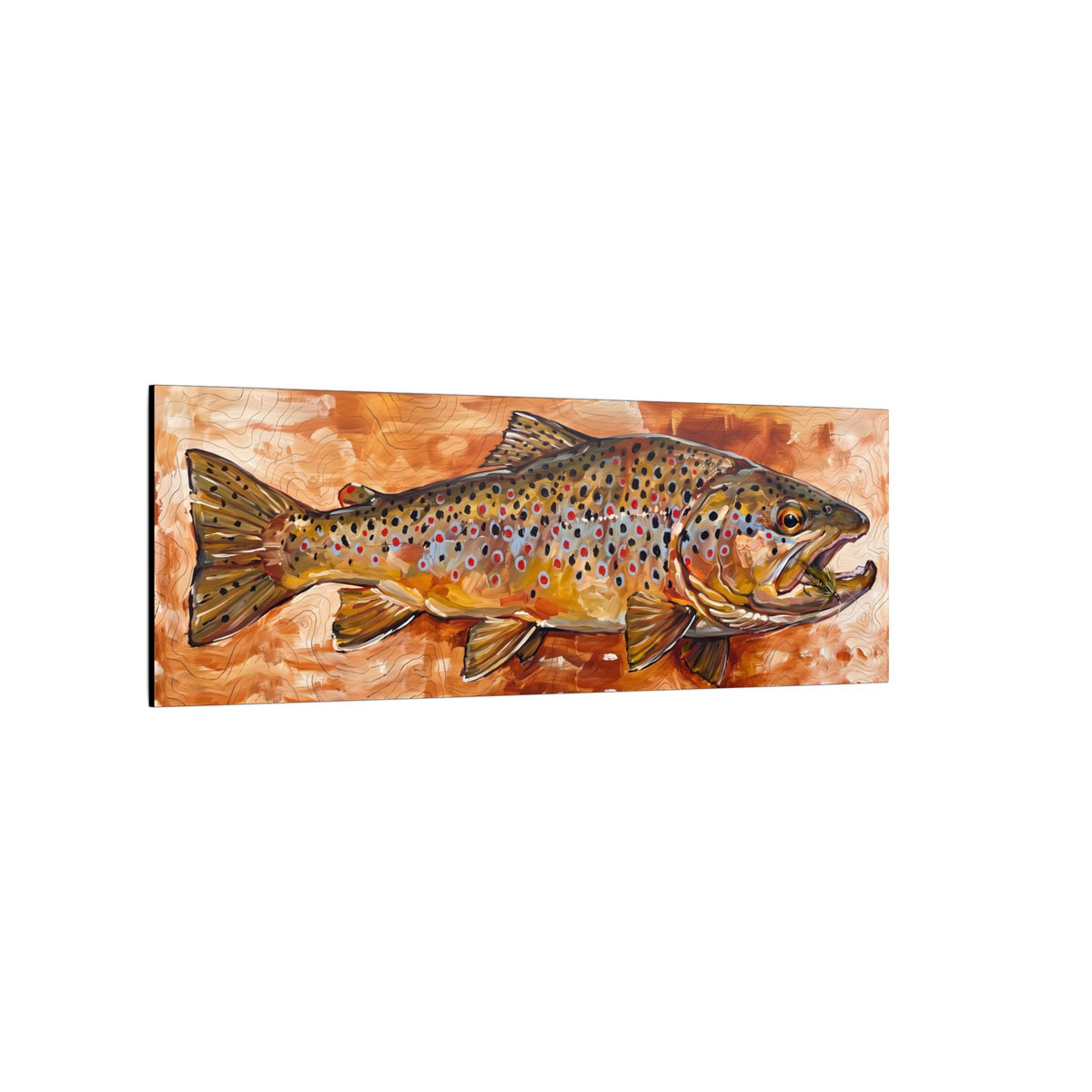 Legends Bold Autumn Brown Trout Panorama long canvas wall art, view 4
