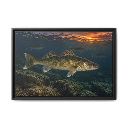Reef Pack at Dusk Walleye framed canvas, 36x24 size view