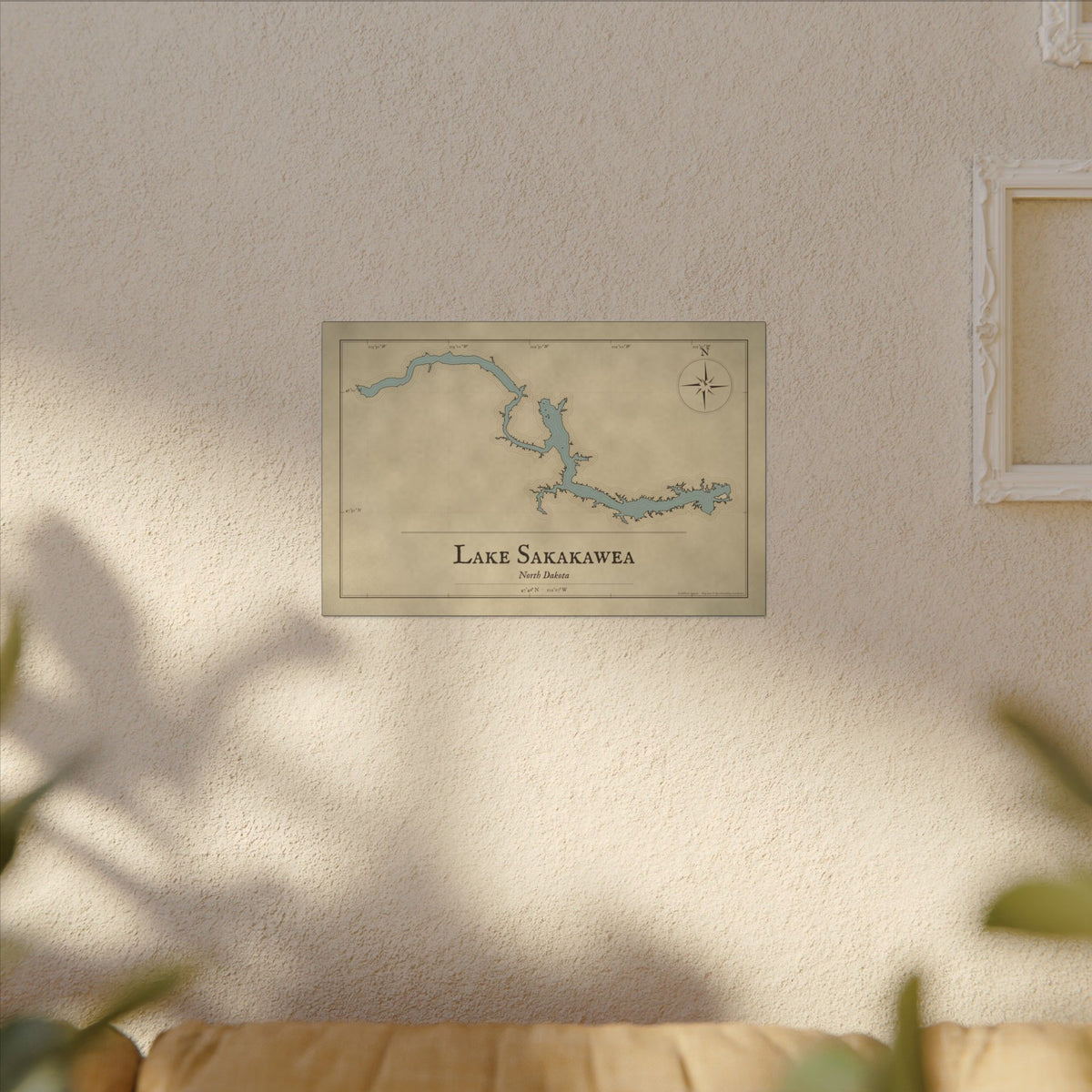 Lake Sakakawea Vintage Map canvas wall art, view 5