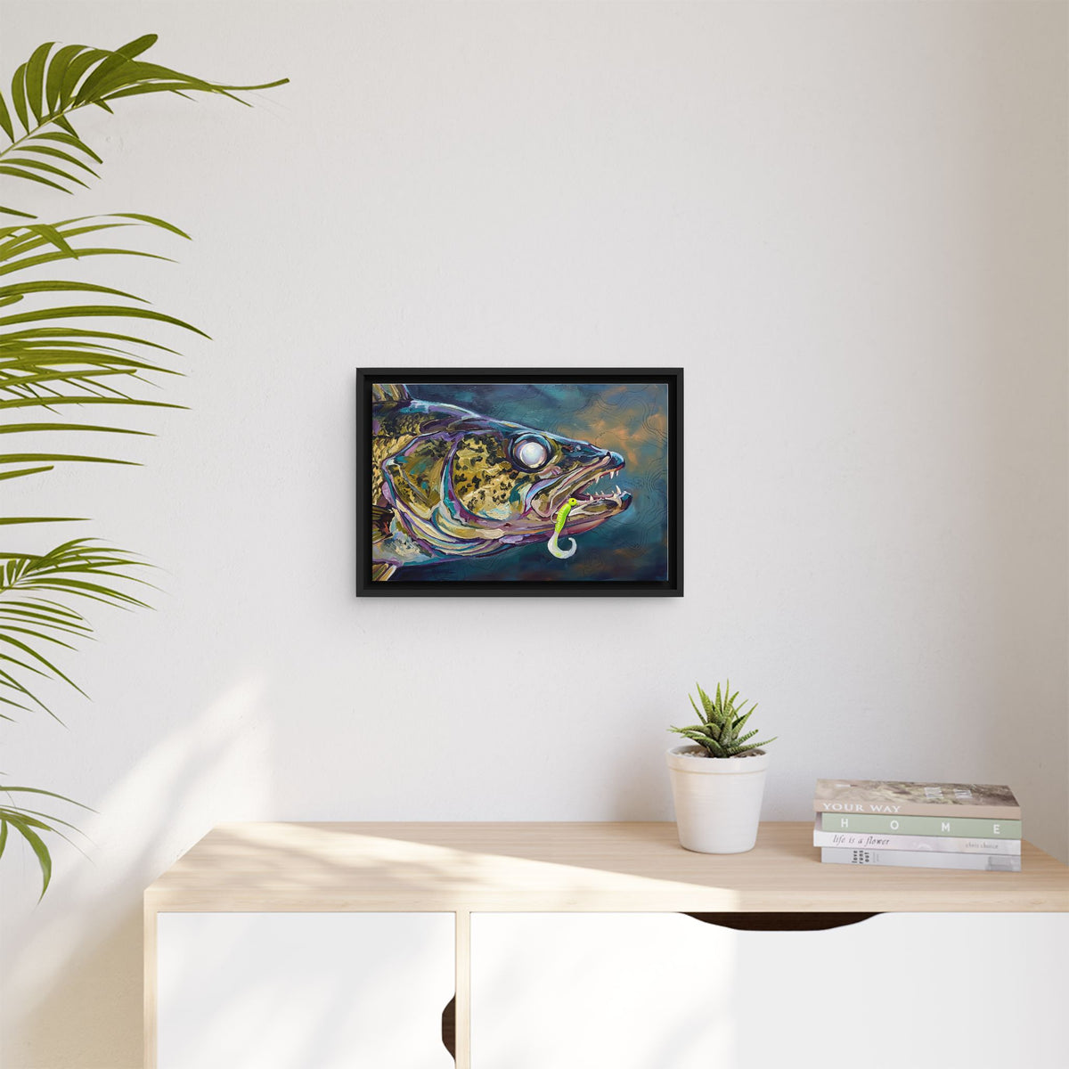 Legends Bold Close-Up Twilight Walleye framed canvas wall art, view 5