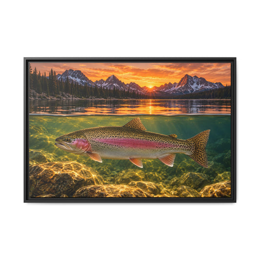 Alpine Over-Under Rainbow Trout framed canvas wall art – photo 1